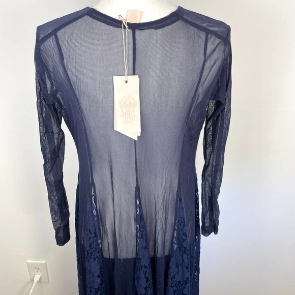 We Are HAH Mama C Sheer Lace Slip Maxi Dress In Navy Size XS New - Picture 11 of 16